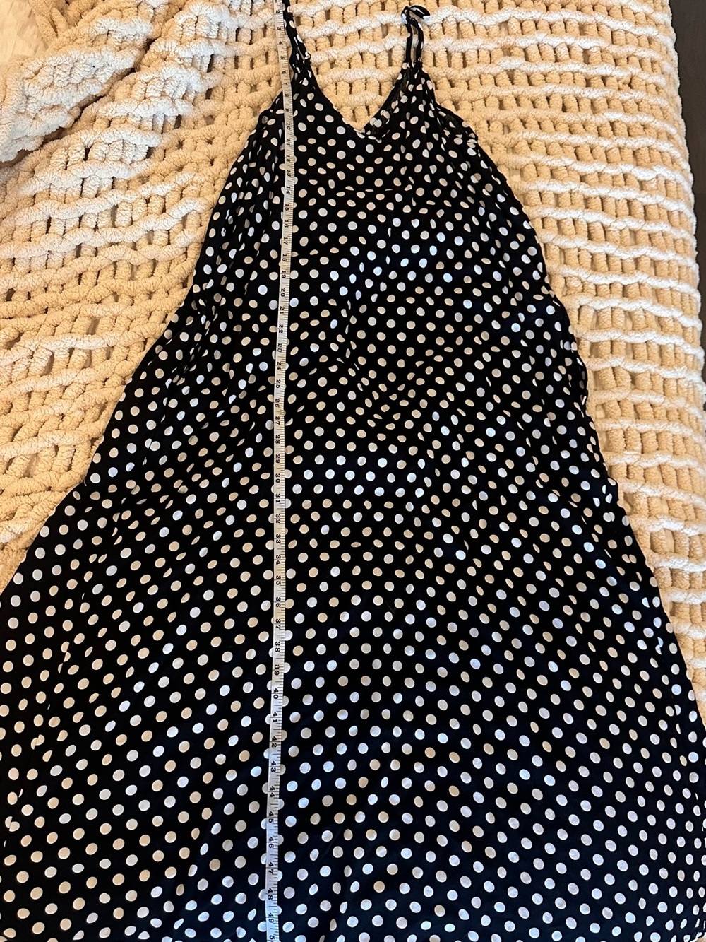 Polka Dot Spaghetti Strap Maxi Dress - Black & White - Picture 9 of 12